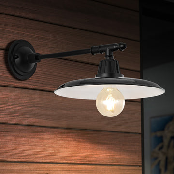 Bonner 12" Farmhouse Industrial Indoor/Outdoor Iron LED Victorian Arm Outdoor Sconce - JONATHAN Y